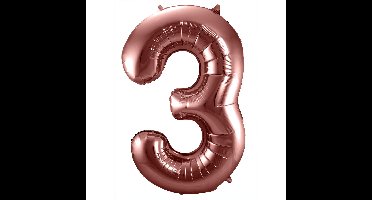Folat Verjaardag Leeftijd folieballon - 3 jaar - rose goud - 86 cm