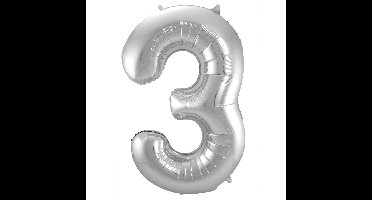 Folat Verjaardag Leeftijd folieballon - 3 jaar - zilver - 86cm - folie