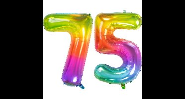 Folat Verjaardag Leeftijd folieballon - 75 jaar - gekleurd - 86cm