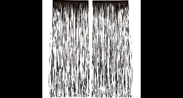 Folie deurgordijn versiering - 2x - zwart - 244 x 91 cm - wand