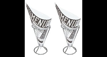 Frietzakhouders - 4x - met 60x frietzakjes - RVS/papier - 9 X 16 cm