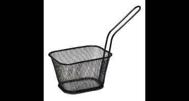 Frituurmandje klein - zwart - serveermandje voor snacks - 10 cm - RVS