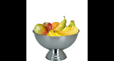 Fruitschaal/fruitmand op voet - RVS - zilverkleurig - 39 x 24 cm