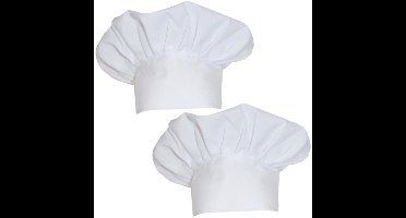 Funny Fashion Witte koksmuts - 2x - verkleed accessoires - chefkok