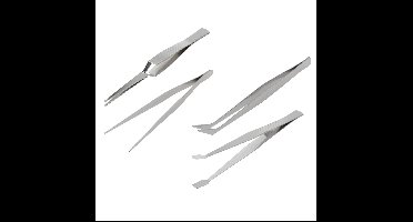 FX Tools Pincetten set 4-delig - zilver - RVS metaal - verschillende toepassingen