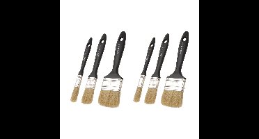 FX Tools Verfkwasten set 6x stuks - plat met echt haar - breedtes 12/25/50 mm - schilderen