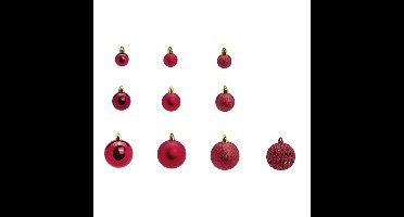 G. Wurm Kerstballen - set 50x st - bordeaux rood- 3,4,6 cm - kunststof