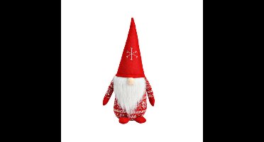 G. Wurm Pluche gnome/dwerg - kerstman pop/knuffel - rood - 16 x 20 x 40 cm