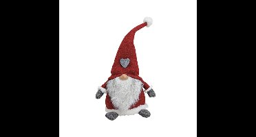 G. Wurm Pluche kerst gnome - wit/rood/grijs - H40 - decoratie pop