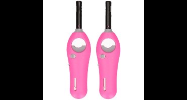 Gasaansteker - 2x - roze - 18,5 cm - aansteker met kinderslot