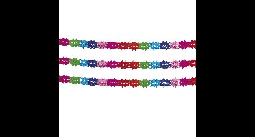 Gekleurde verjaardag feestslingers - 2x - 6 meter - papieren slinger