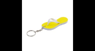Gele teenslipper sleutelhangers 8 cm