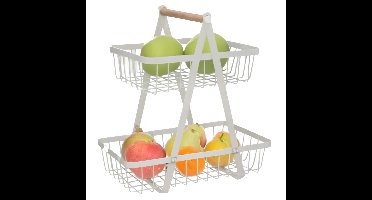 Gerimport fruitrek - fruischaal - metaal - 2 lagen - home deco - H33cm