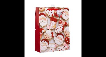 Gerimport Kerst cadeau tasje - 32 cm - Kerstman en kerstvrouw