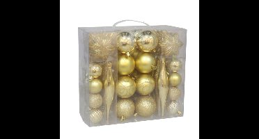 Gerimport Kerstballen en ornamenten -56x - goud kunststof