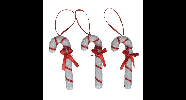 Gerimport kerstornamenten - zuurstokken - 3x - kunststof - 12 cm