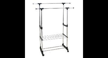 Gerimport Kledingrek - mobiel - dubbele stang - 160 cm