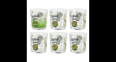 Gerimport Mojito cocktailglazen - 6x - gedecoreerd glas - 360 ml