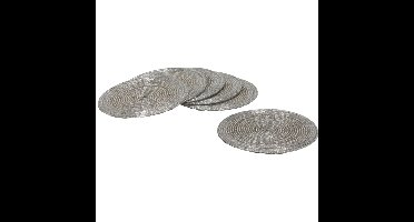 Gerimport Onderzetters - 6x stuks - kunststof - zilver - 10 cm