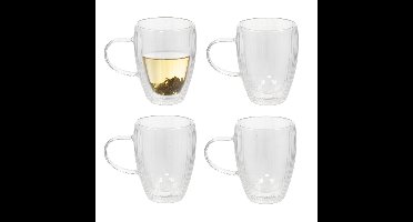 Gerimport Theeglazen - 12x - dubbelwandig - glas - 350ml - 11cm