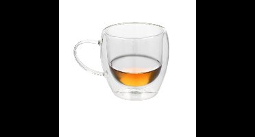 Gerimport Theeglazen - 1x - dubbelwandig - borosilicaat - 250ml - 9cm