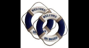Gerkimex Reddingsboei - 2x - Welcome on board - 14cm - kunststof - maritiem