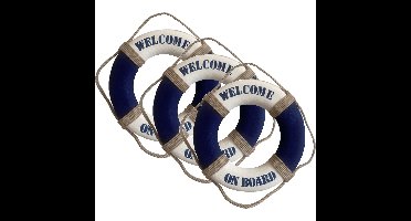 Gerkimex Reddingsboei - 3x - Welcome on board - 25cm - kunststof - maritiem