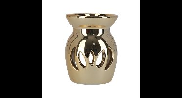 Geurbrander amberblokjes/geurolie - goud - keramiek - 7,5x7,5 cm