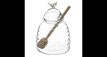 Glazen honingpot met honinglepel/stokje 400ml