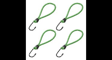 Haakspanner met lus - 12x - elastisch - bagagespin - snelbinders - 20cm - groen