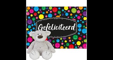 Happy Horse beer Baggio knuffel 22 cm met Gefeliciteerd A5 wenskaart