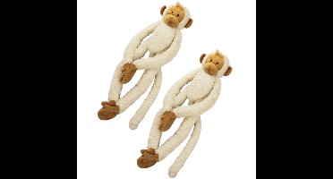 Happy Horse Knuffel aap - 2x - wit - 45 cm - pluche - slinger aap