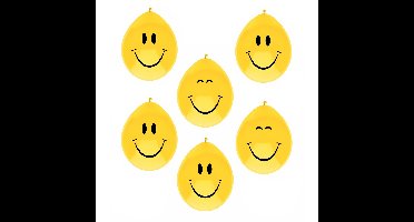 Haza Ballonnen Smile - 12x stuks - Emoticon - verjaardag - geel - 29cm