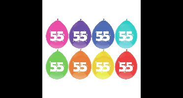 Haza Leeftijd verjaardag thema ballonnen - 55 jaar - 16x - 29 cm