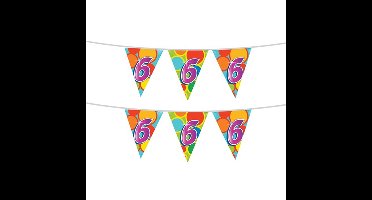 Haza Vlaggenlijn 6 jaar - 2x - 10 meter - plastic -6e verjaardag versiering