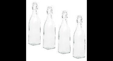 HI Decoratie fles - 10x - 1000ml/1ltr - beugeldop - 8 x 32 cm - glas