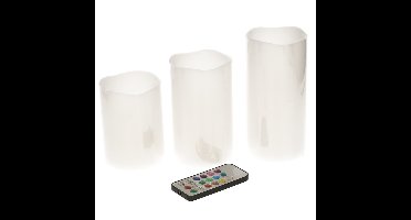 HI LED kaarsen - stompkaarsen - 3x stuks - met afstandsbediening
