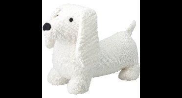 Home & Styling Deurstopper - Teckel hondje - wit - polyester - 34 cm