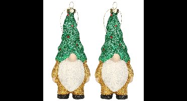 Home and Styling kersthanger gnome/kabouter - 2x - kunststof - 12,5 cm
