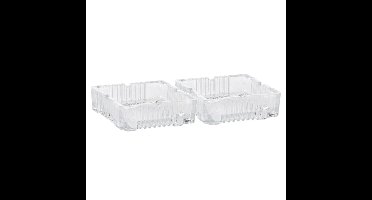 Home & Styling Asbak - 2x - vierkant - deco glas transparant - 10x4 cm