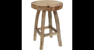 Home & Styling Bijzet krukje TEAK STOOL - lichtbruin - H42 cm