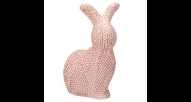 Home & Styling Decoratie paashaas / konijn - roze - dolomiet - 14 cm