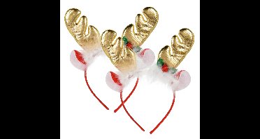 Home & styling Kerst diadeems- 2x - rendier gewei met oren - goud