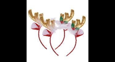 Home & styling Kerst diadeems- 2x - rendier gewei met oren - goud