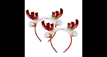 Home & styling Kerst diadeems- 2x - rendier gewei met oren - rood