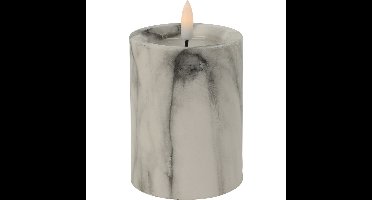 Home & Styling LED kaars/stompkaars - marmer wit/grijs -D7,5 x H10 cm