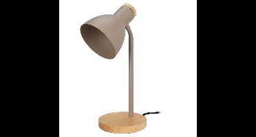 Home & Styling Tafellamp/bureaulampje -hout/metaal - beige -H36 cm