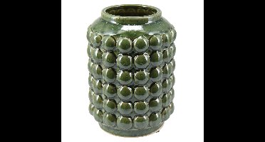 Home & Styling vaas Bubbels - keramiek/olijfgroen - 15 x 20 cm