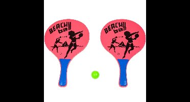Houten beachball set roze met beachball print