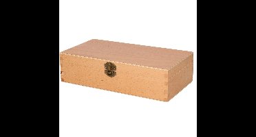 Houten tekendoos - lichtbruin - 3 vaks - ongelakt - 24 x 12 cm